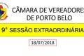 INFORMATIVO CÂMARA DE VEREADORES 9º SESSÃO EXTRAORDINÁRIA 2018